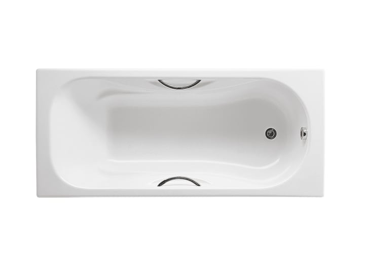 Прямоугольная чугунная ванна с противоскользящим покрытием и ручками
