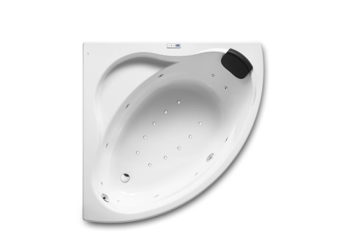 Симметричная угловая акриловая ванна с гидромассажем Total и выпускным комплектом